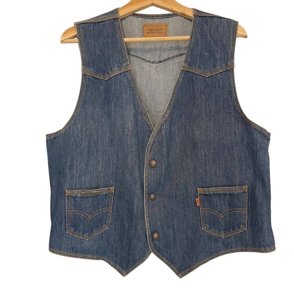 Levi Strauss Vintage 60506-0916 Denim Orange Tab Vest Size XL